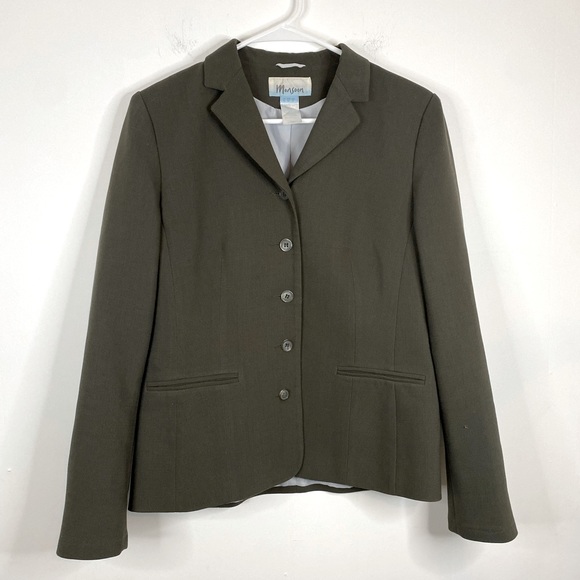 4/25$ MONSOON Green Toned Grey Structured Collared Button Up Blazer - Picture 1 of 5